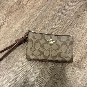 Coach Signature Brown Wristlet